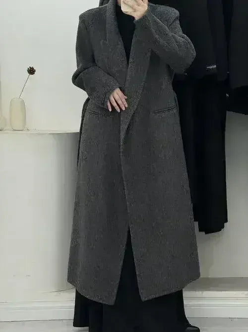 Angora Red Women's Loose Double-Sided Wool Overcoat – Elegant & Cozy