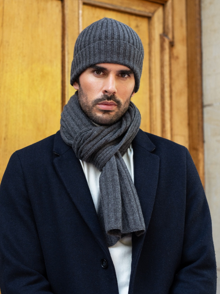Napoli Cashmere Scarf in Dark Grey