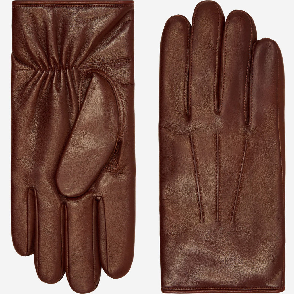 Giovanni Brown Leather Gloves with Cashmere Lining