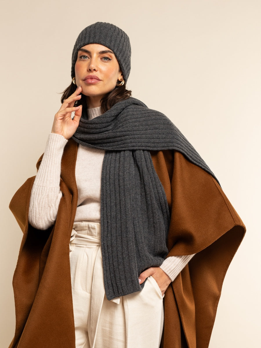 Napoli Cashmere Scarf in Dark Grey
