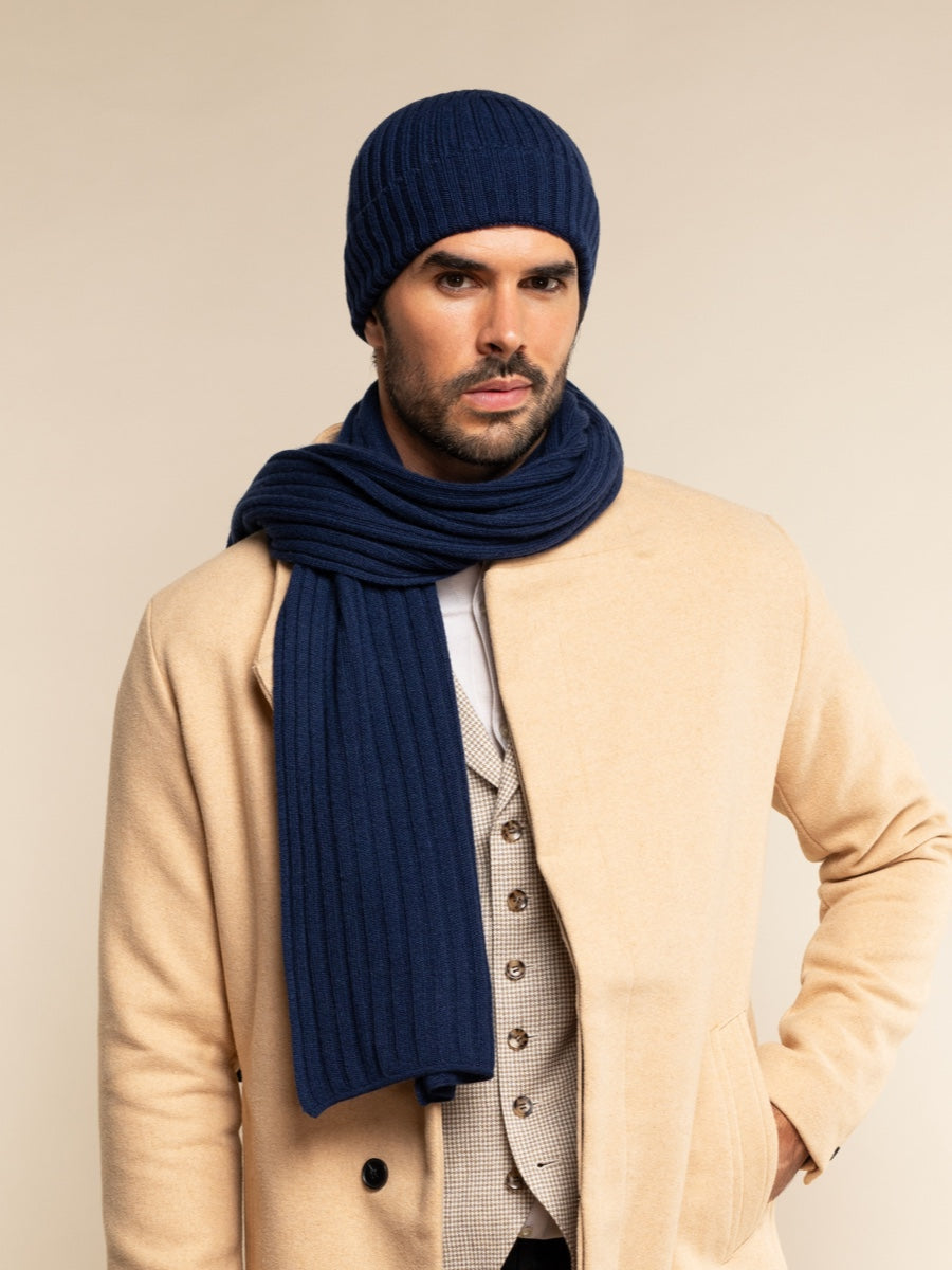 Napoli Navy Blue Cashmere Scarf: Italian 100% Cashmere – Unisex Luxury in Sophisticated Navy