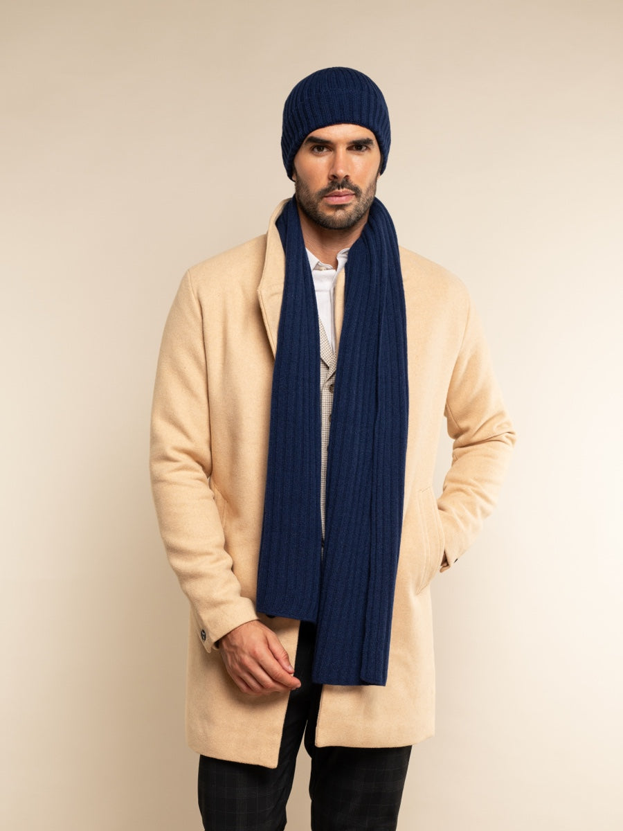 Napoli Navy Blue Cashmere Scarf: Italian 100% Cashmere – Unisex Luxury in Sophisticated Navy