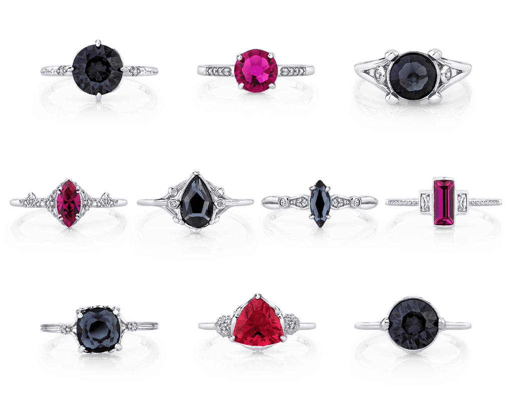 Black Dahlia Candle ring — rhodium adjustable front view — Sullivan Ridge & Co.