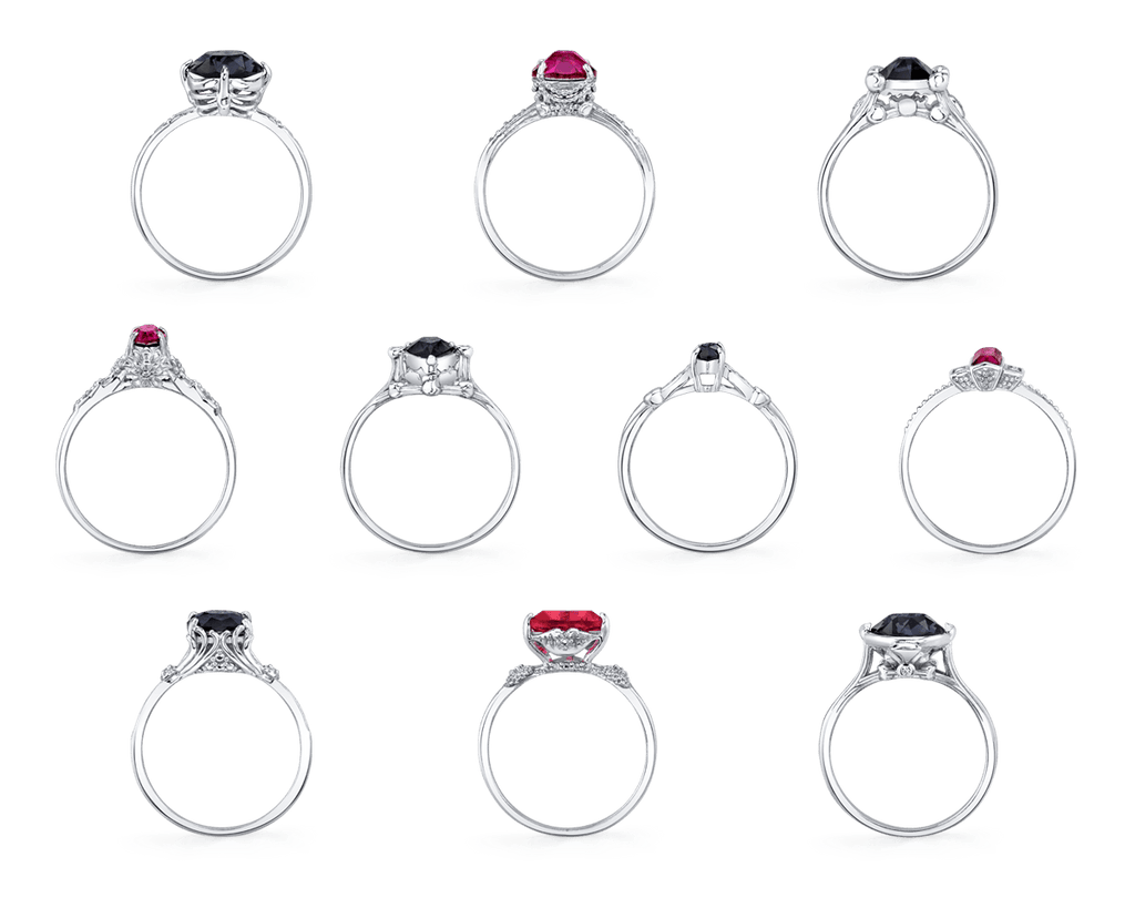 Black Dahlia Candle ring — rhodium adjustable profile view — Sullivan Ridge & Co.