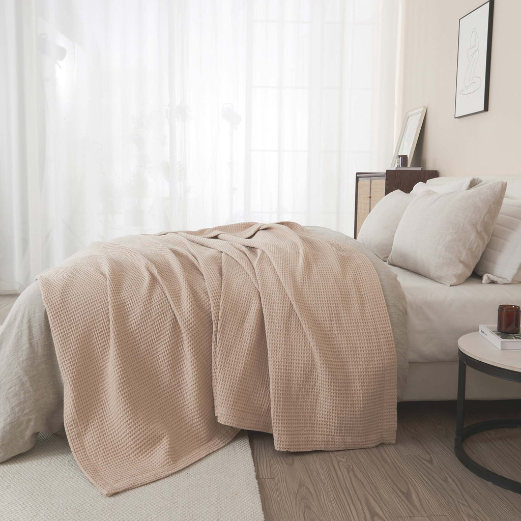 The Essential Waffle Weave Blanket — Lightweight Cotton Comfort for Every Season