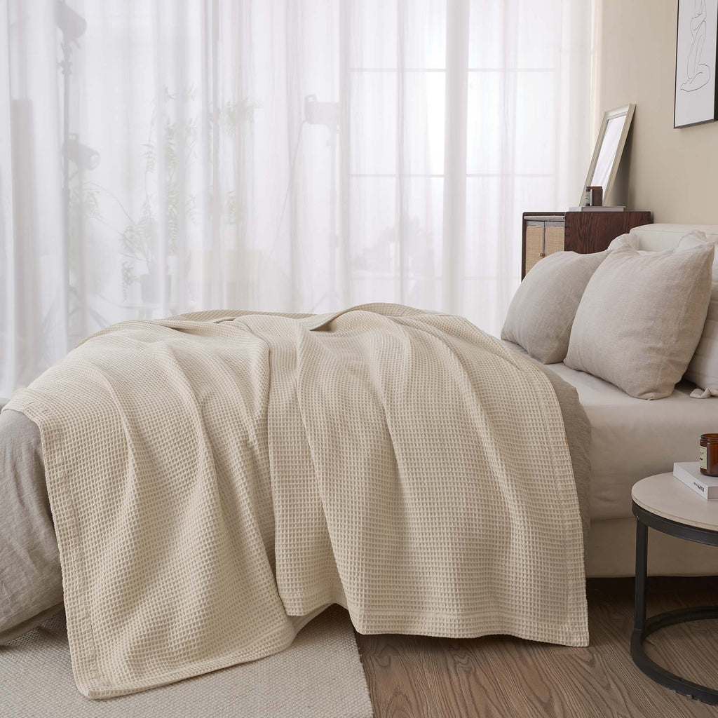 The Essential Waffle Weave Blanket — Lightweight Cotton Comfort for Every Season