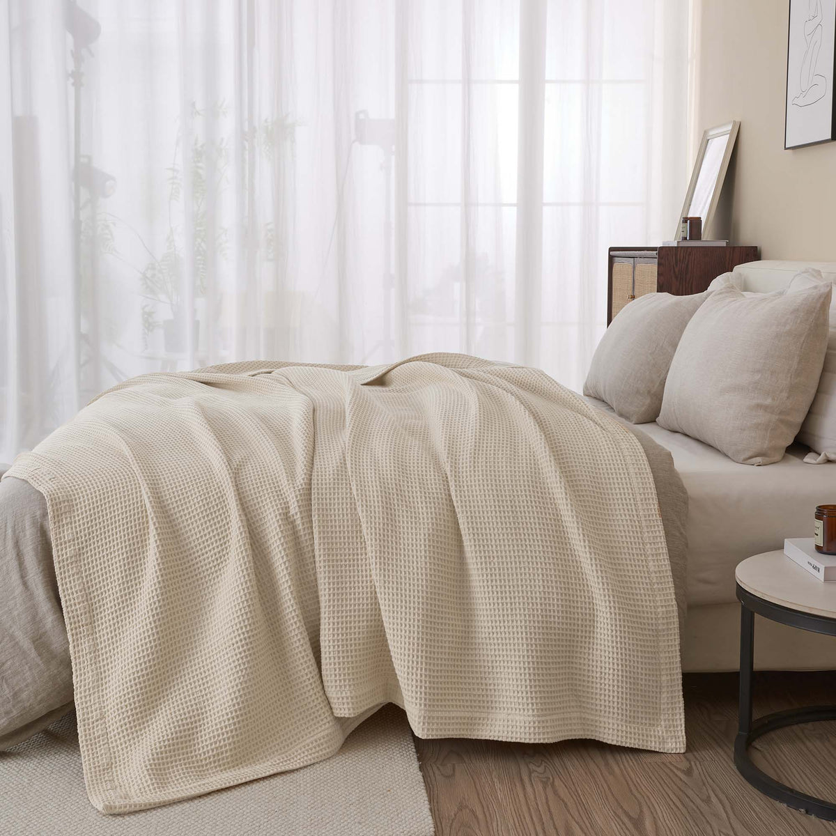 The Essential Waffle Weave Blanket — Lightweight Cotton Comfort for Every Season