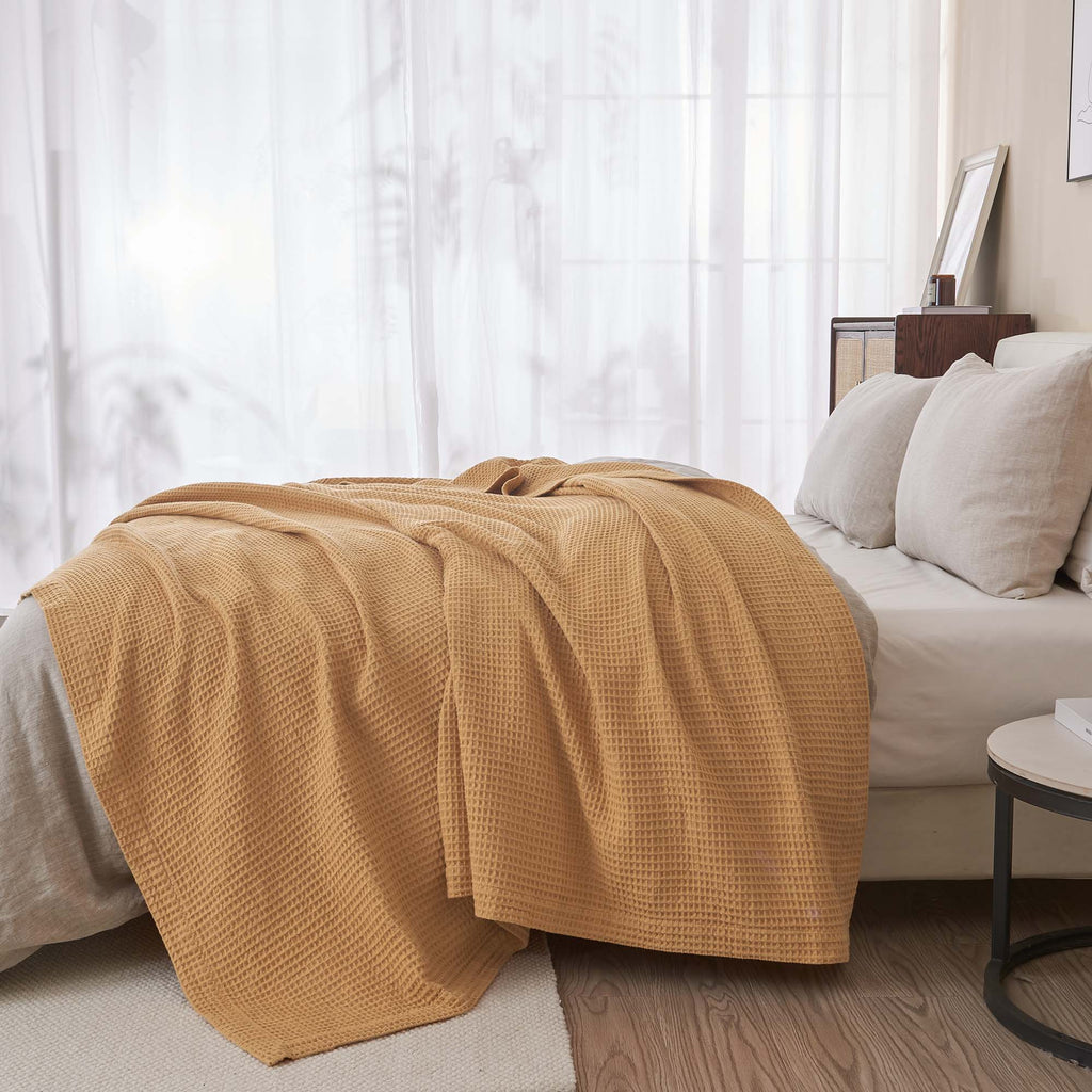 The Essential Waffle Weave Blanket — Lightweight Cotton Comfort for Every Season
