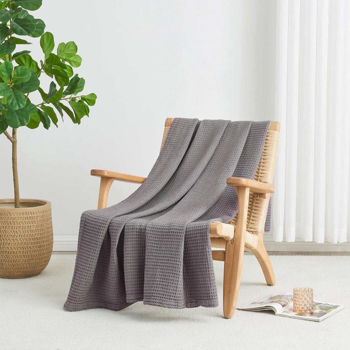 Essential Waffle Weave Cotton Blanket — close-up weave texture — Sullivan Ridge & Co.