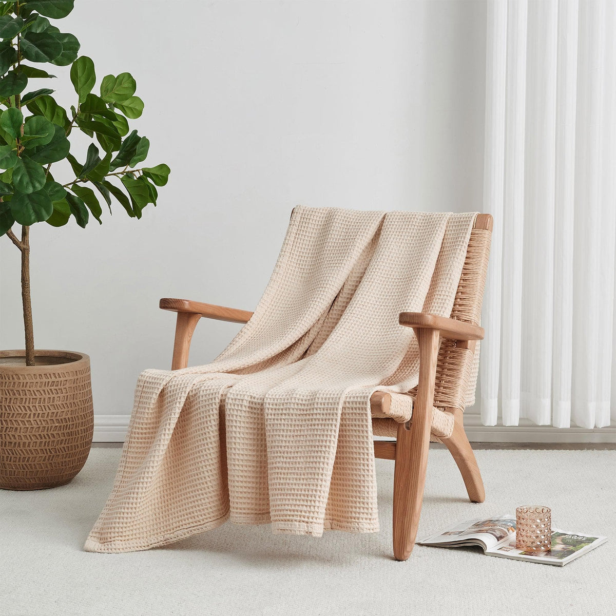 The Essential Waffle Weave Blanket — Lightweight Cotton Comfort for Every Season
