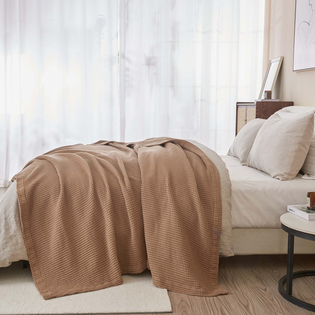 The Essential Waffle Weave Blanket — Lightweight Cotton Comfort for Every Season