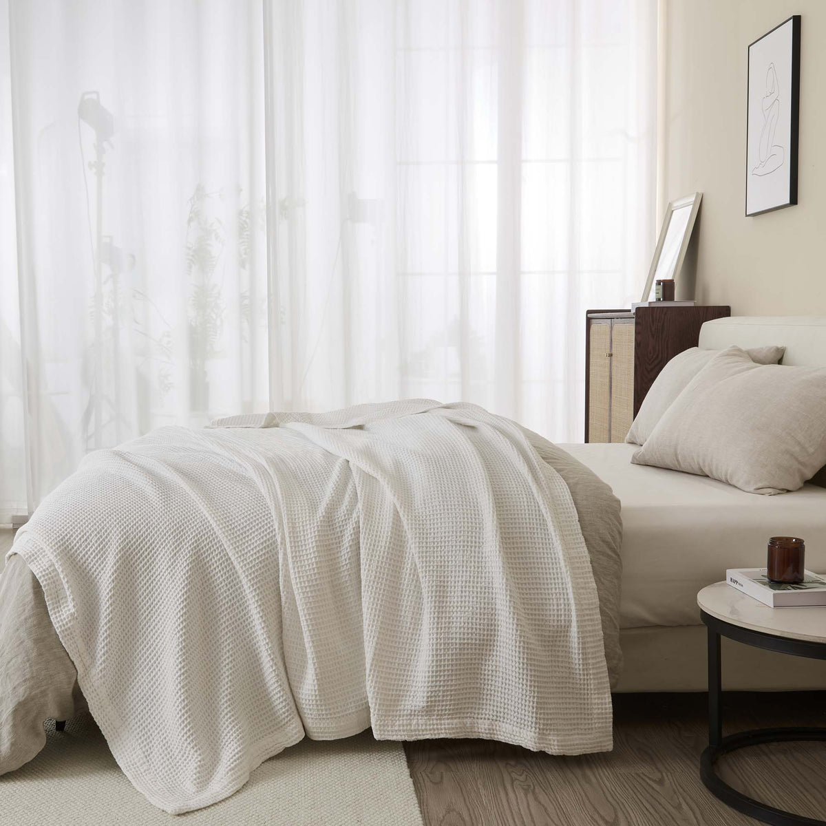 The Essential Waffle Weave Blanket — Lightweight Cotton Comfort for Every Season