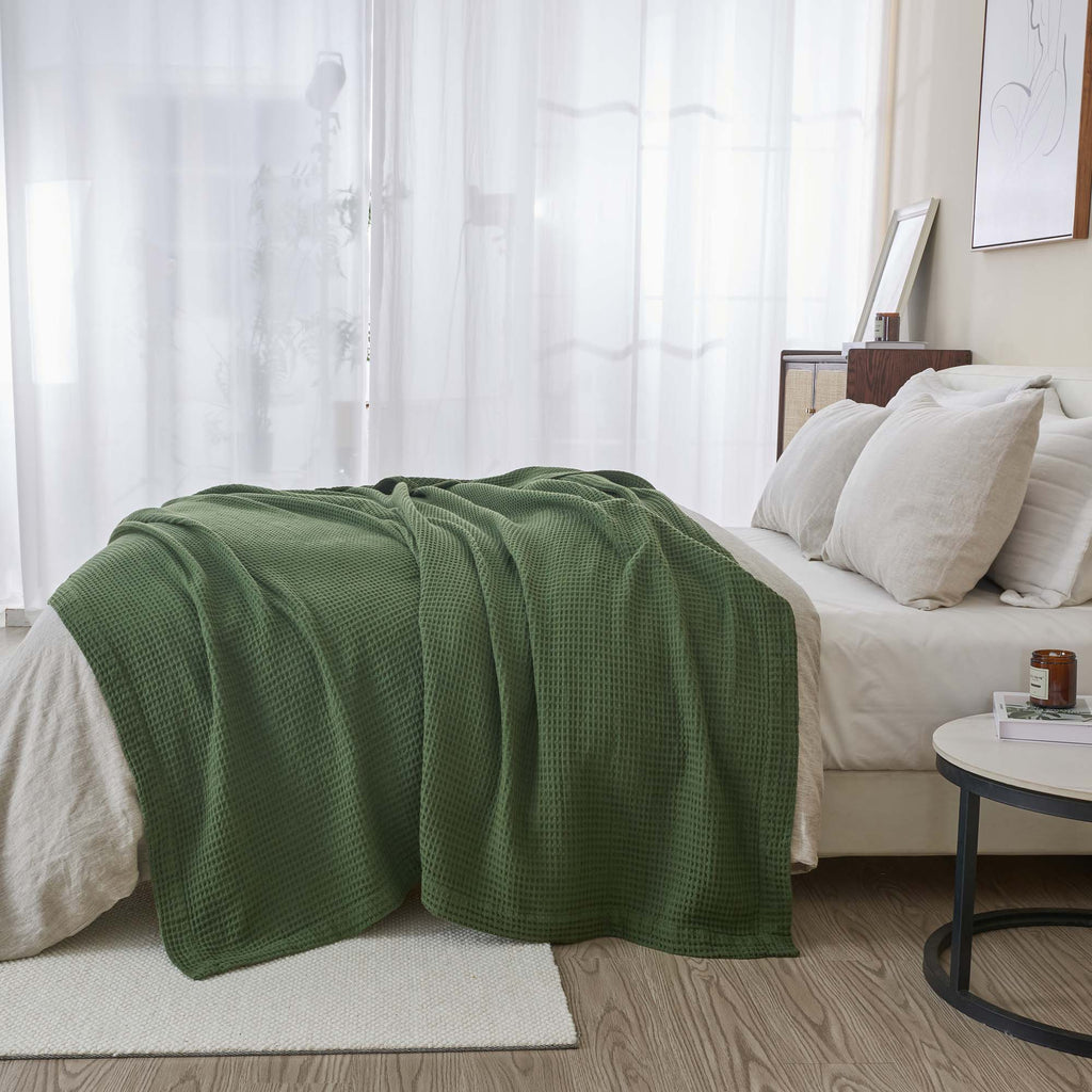 The Essential Waffle Weave Blanket — Lightweight Cotton Comfort for Every Season
